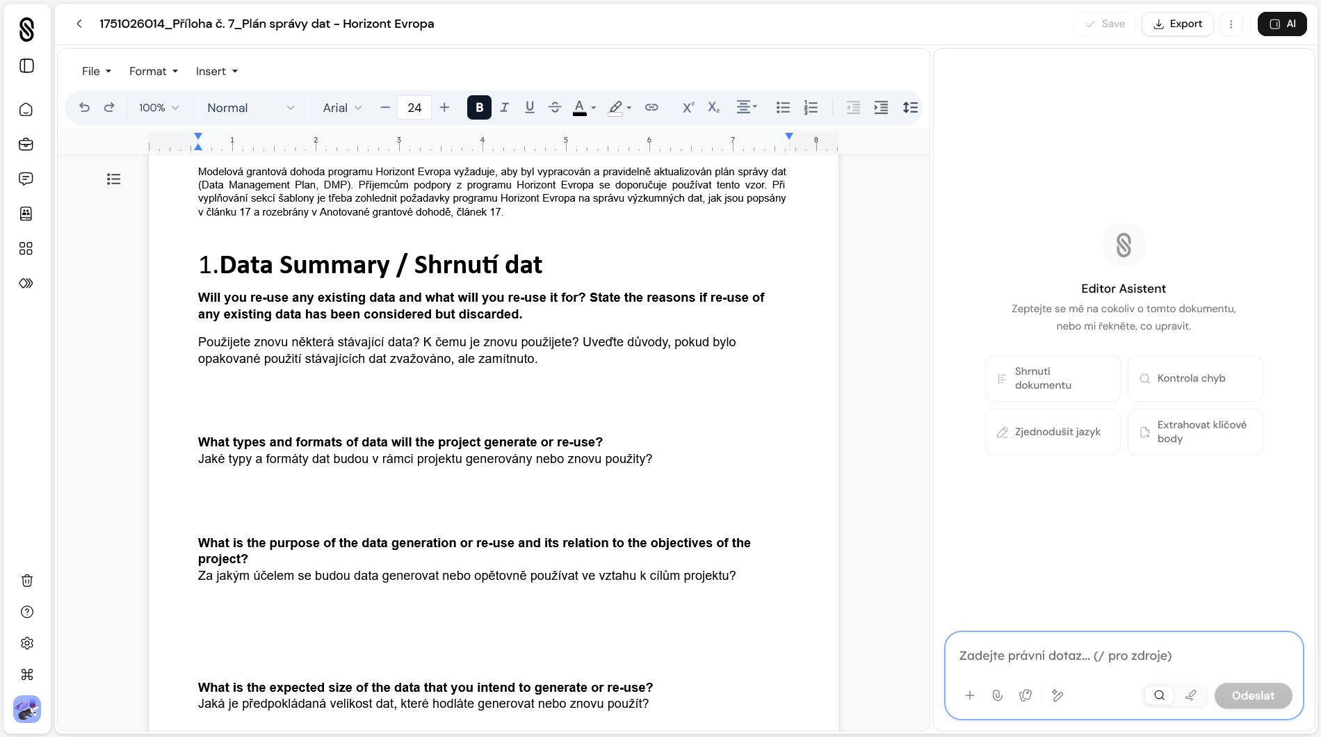 Tvořte české právní dokumenty s AI
